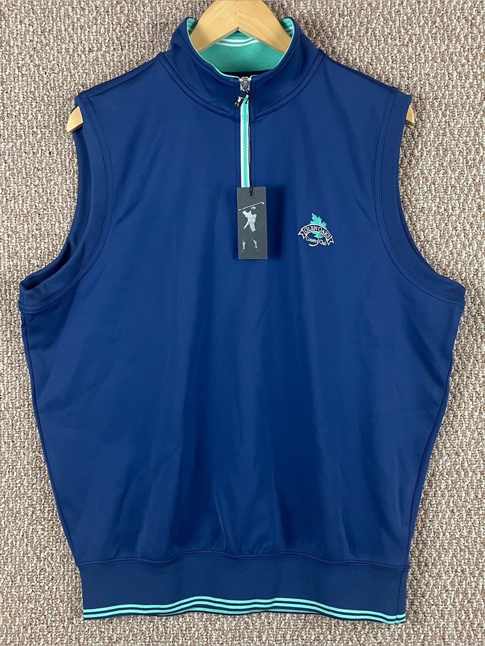Fairway & Greene Vest Mens Medium 1/4 Zip Blue Tech Golf Des Moines NWT F476